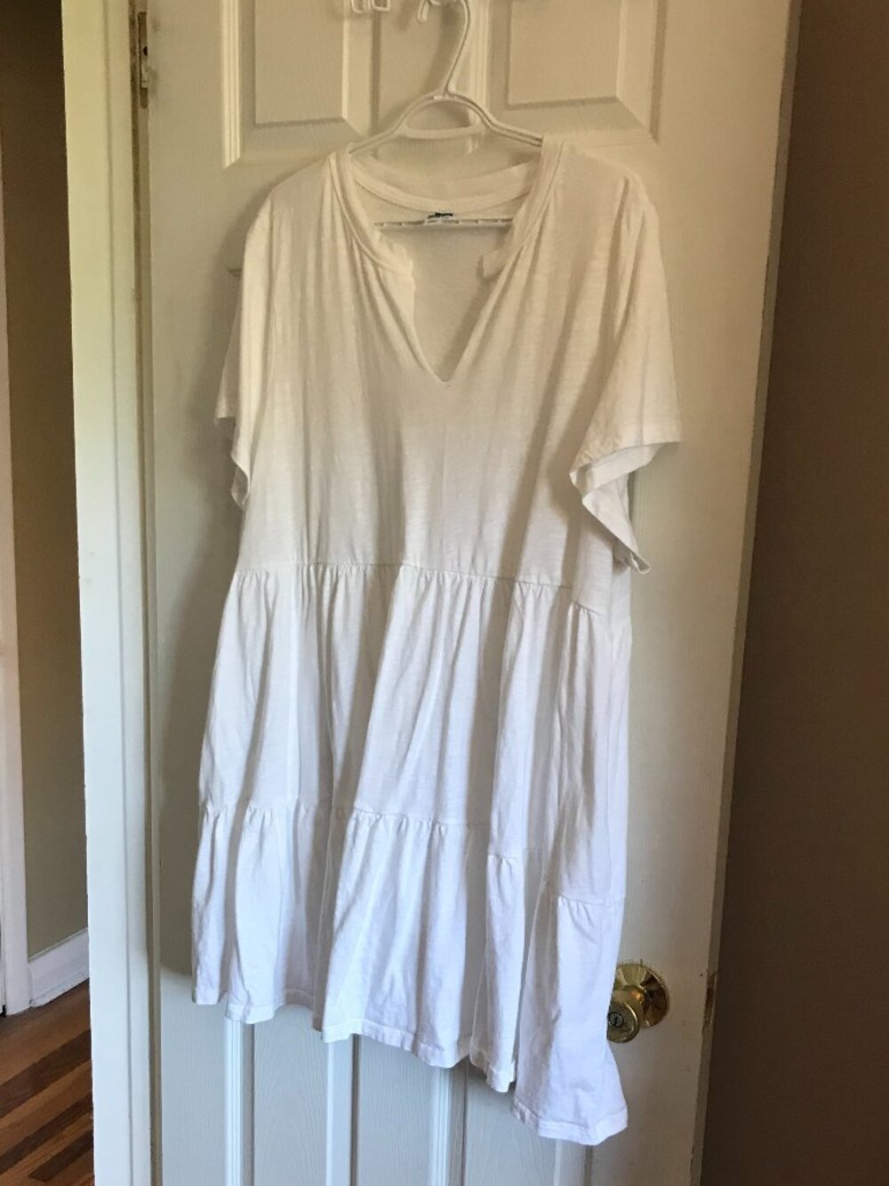 White Midi Tiered Summer Dress Old Navy 100% Cotton XXL Petite Plus Size